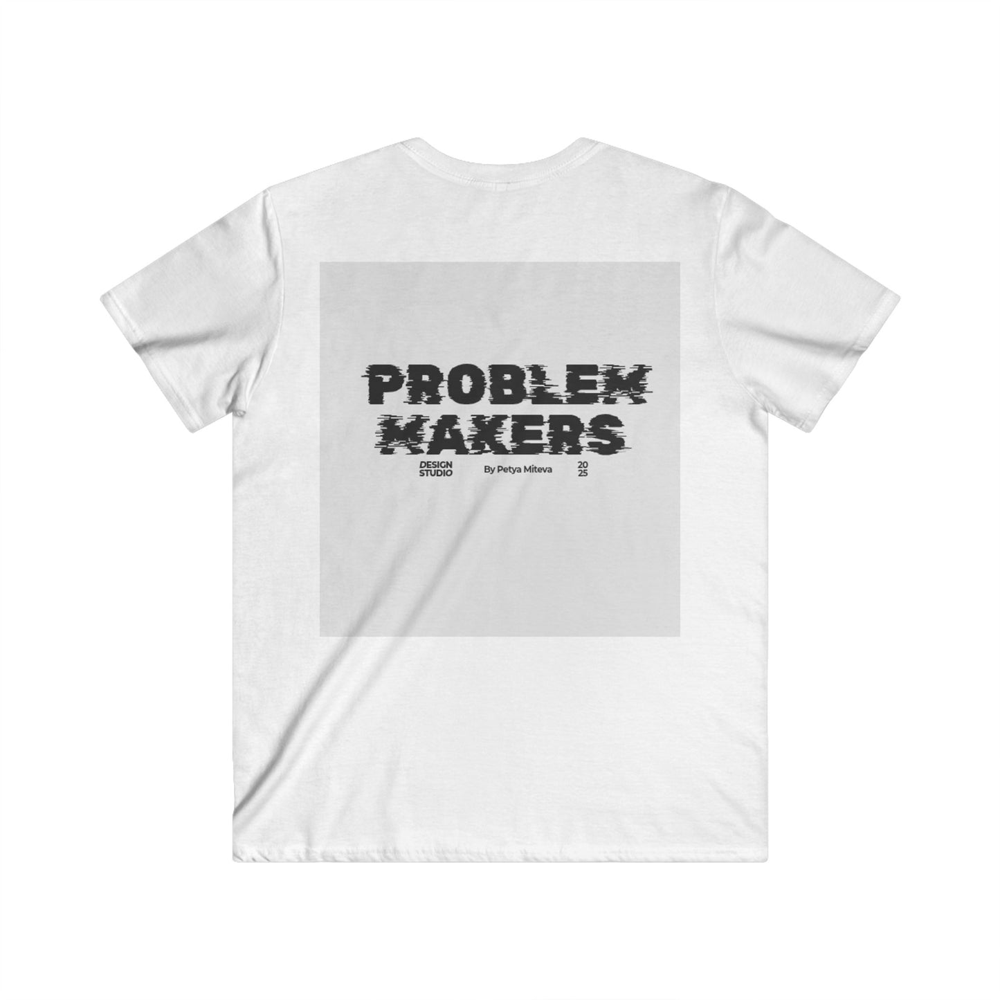 Men's V-Neck Tee - 'Problem Makers' Graphic Shirt - Casual & Stylish for Creative Minds